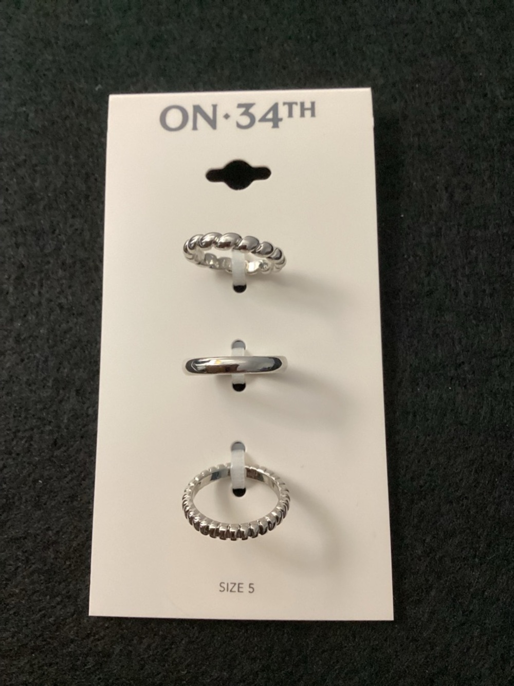 On 34th 3-Pc. Set Twist Stack Rings Size 5 - Picture 5 of 6